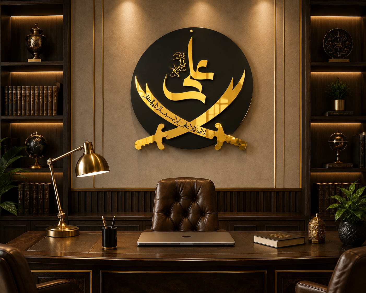 ZULFIQAR E ALI Golden/Black Premium wall art Decor 24X24